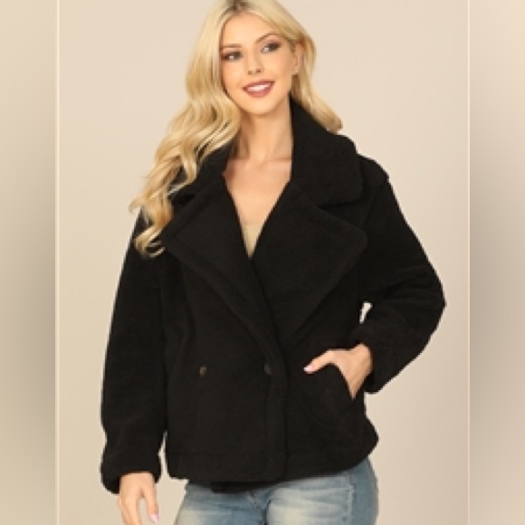 Jackets & Blazers - Women’s Black Teddy Bear Short Coat New sizes Small-Large